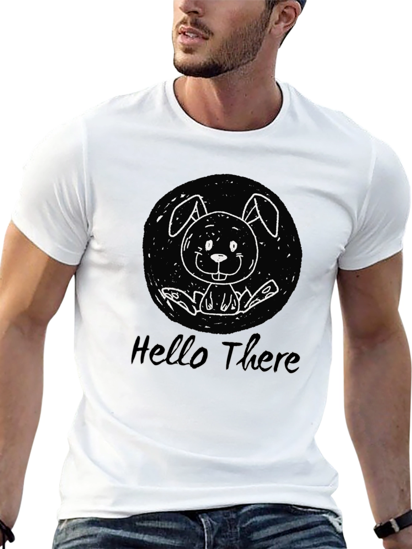 Hello There Bunny Graphic T-Shirt - Unisex Cotton Tee