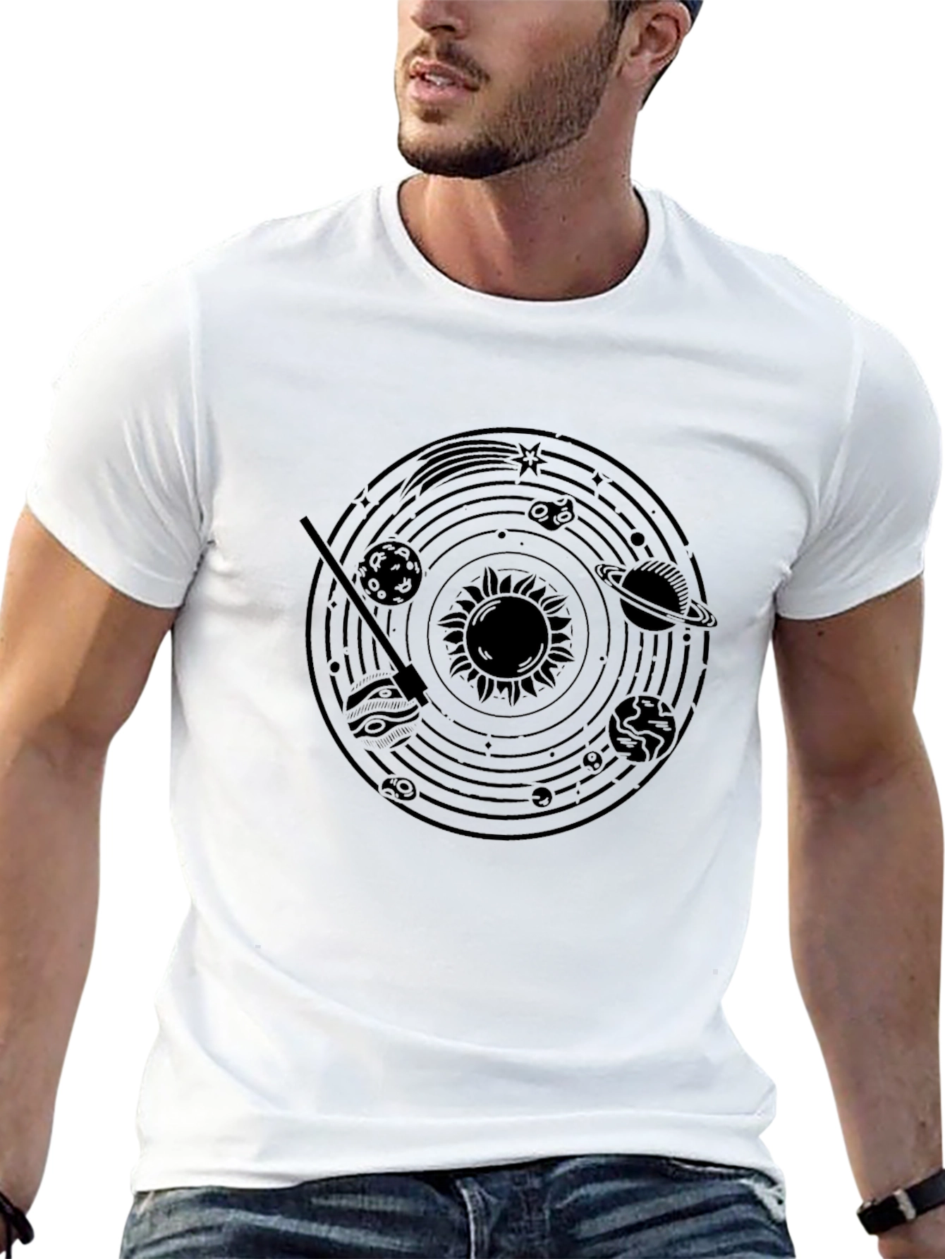 Solar System Graphic Black T-Shirt