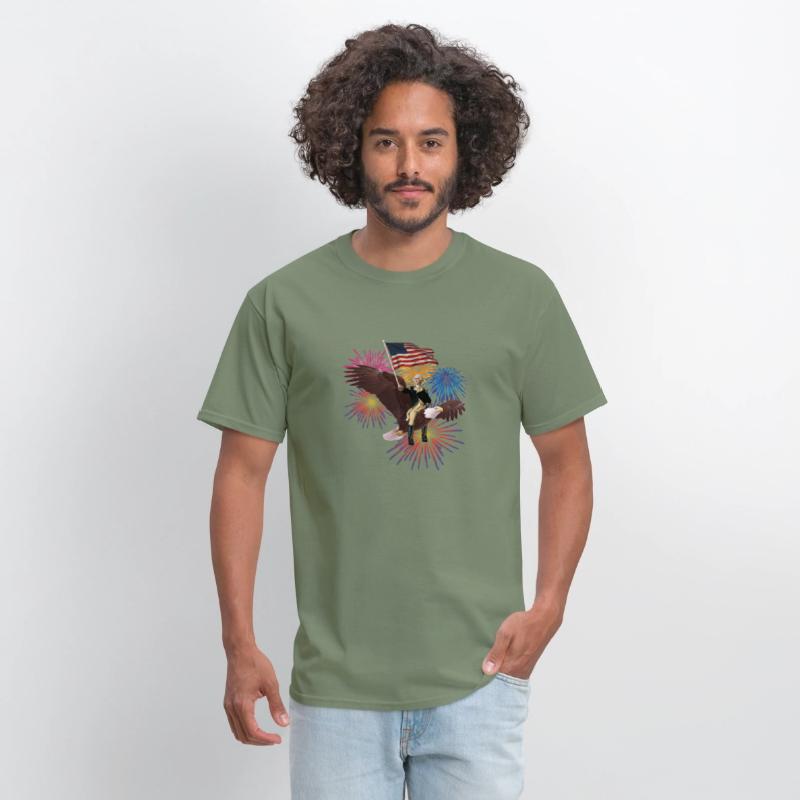 George Washington Riding An Eagle With A Flag 4Th