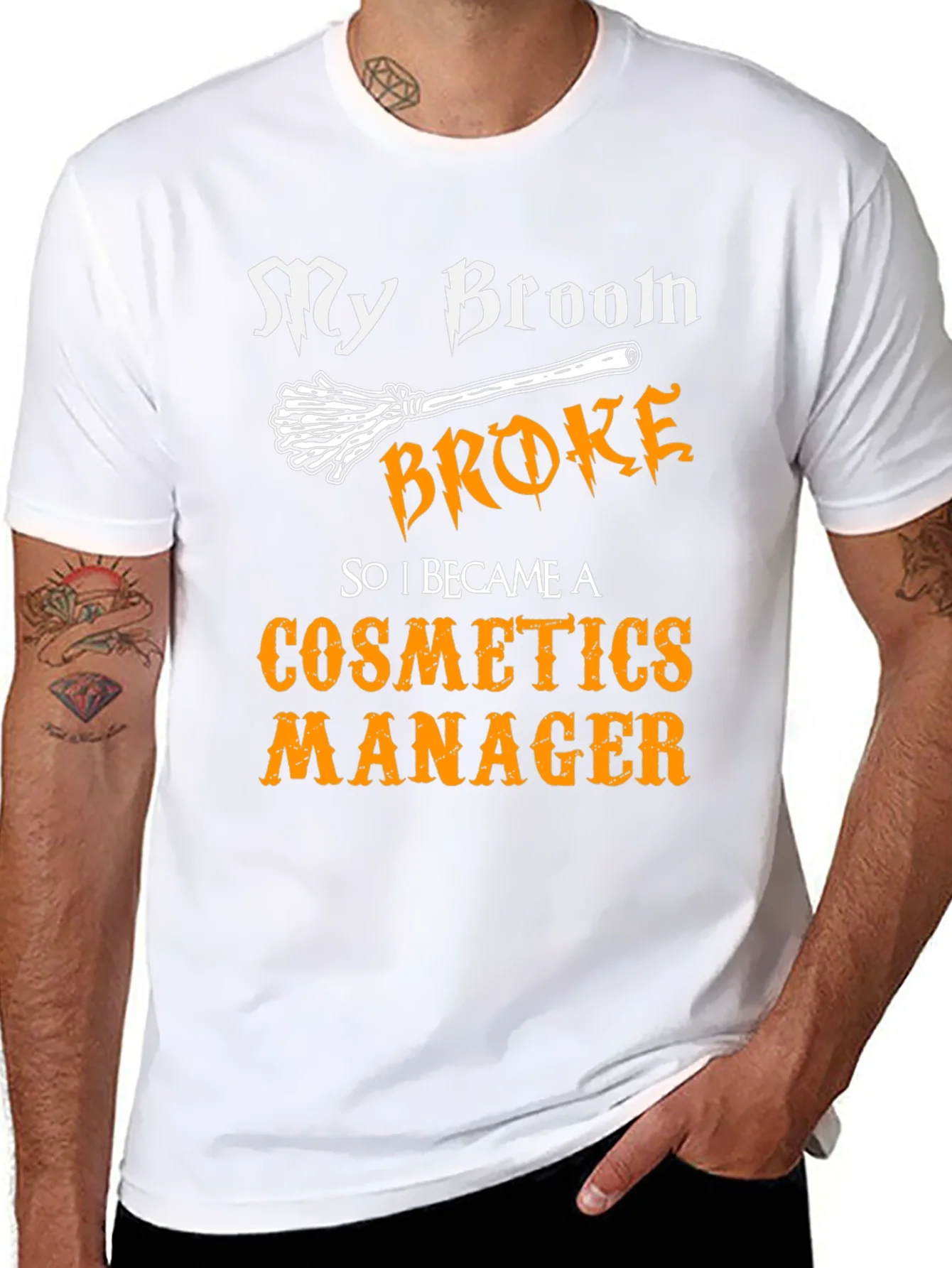 Cosmetics Manager T-Shirt - My Broom Broke Funny Halloween