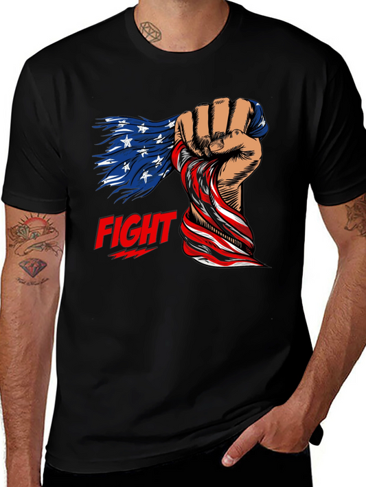 Patriotic Fight T-Shirt: American Flag Fist Design