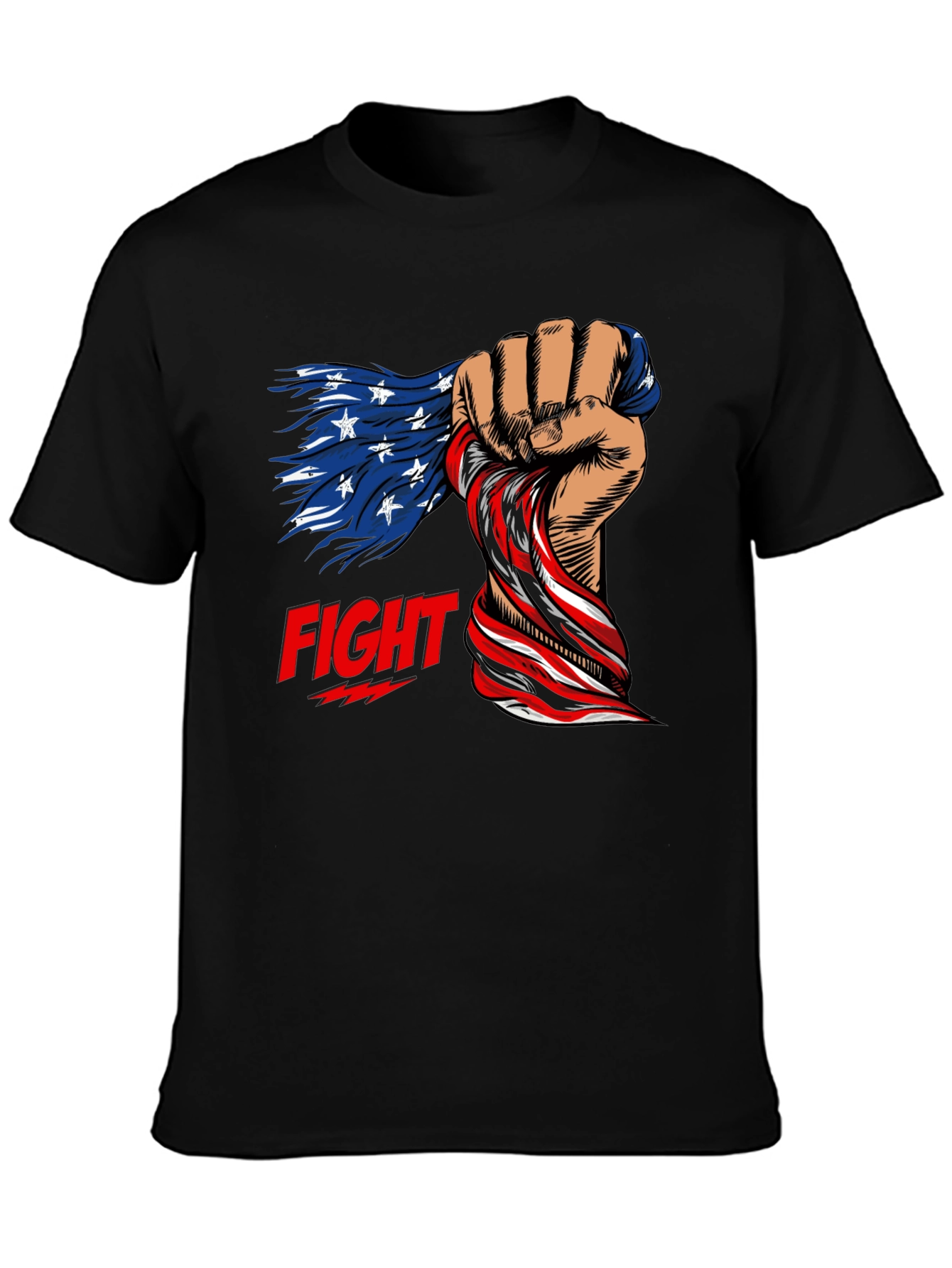 Patriotic Fight T-Shirt: American Flag Fist Design