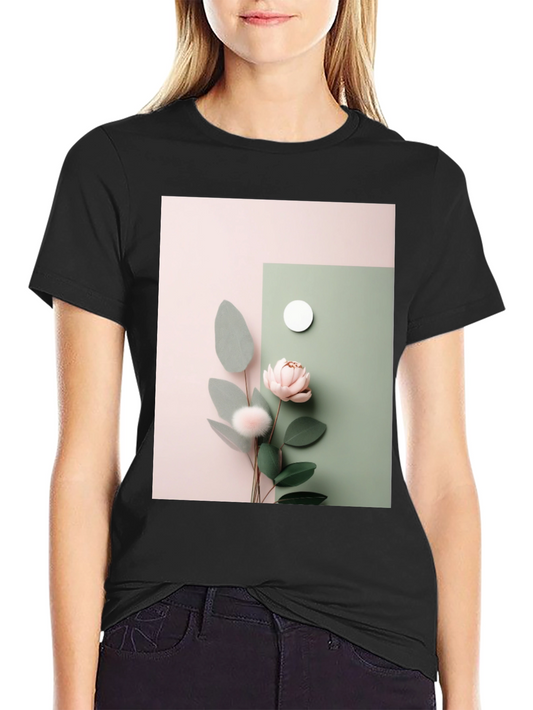 Floral Art Black T-Shirt - Modern Aesthetic