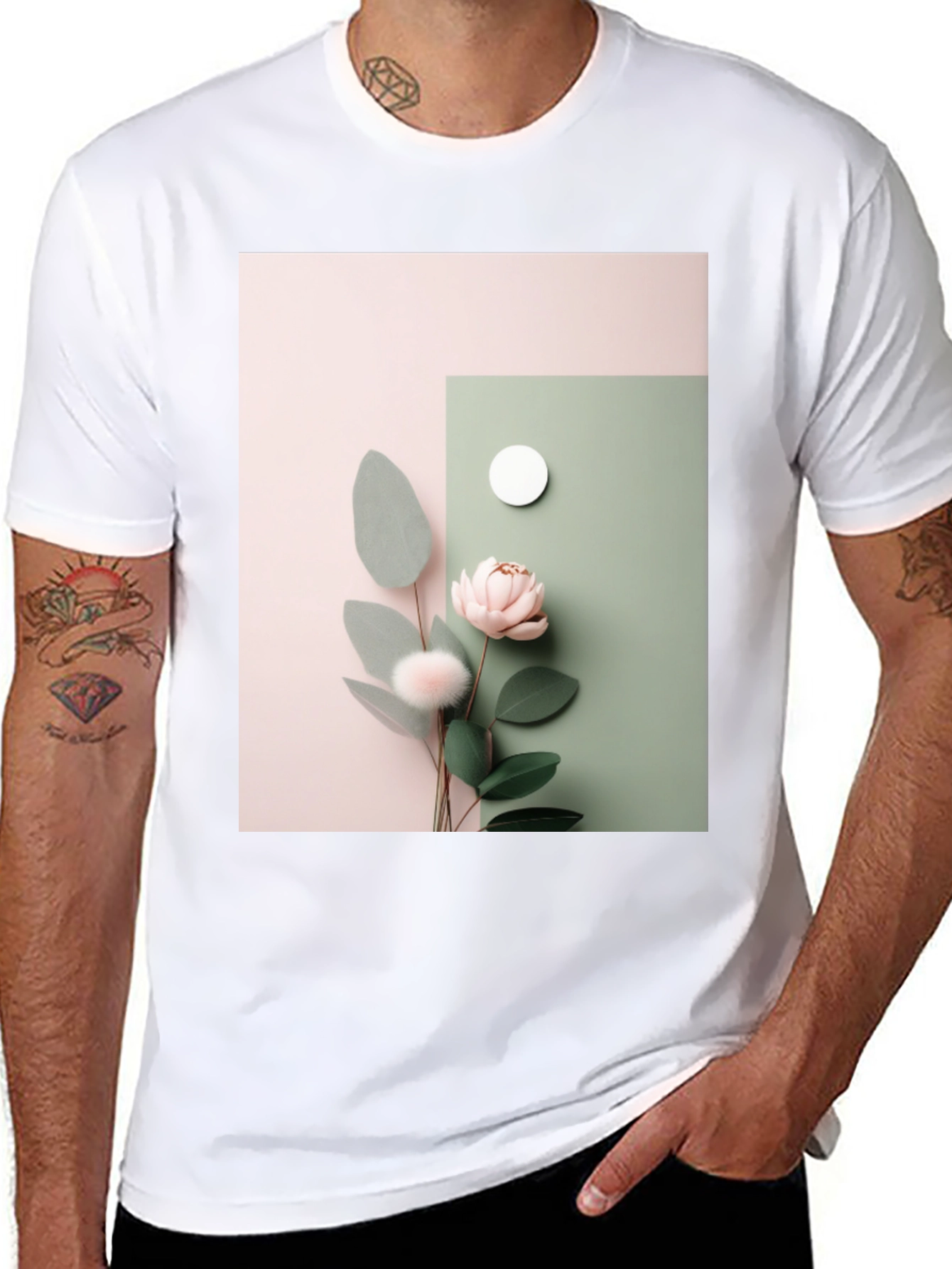 Floral Art Black T-Shirt - Modern Aesthetic