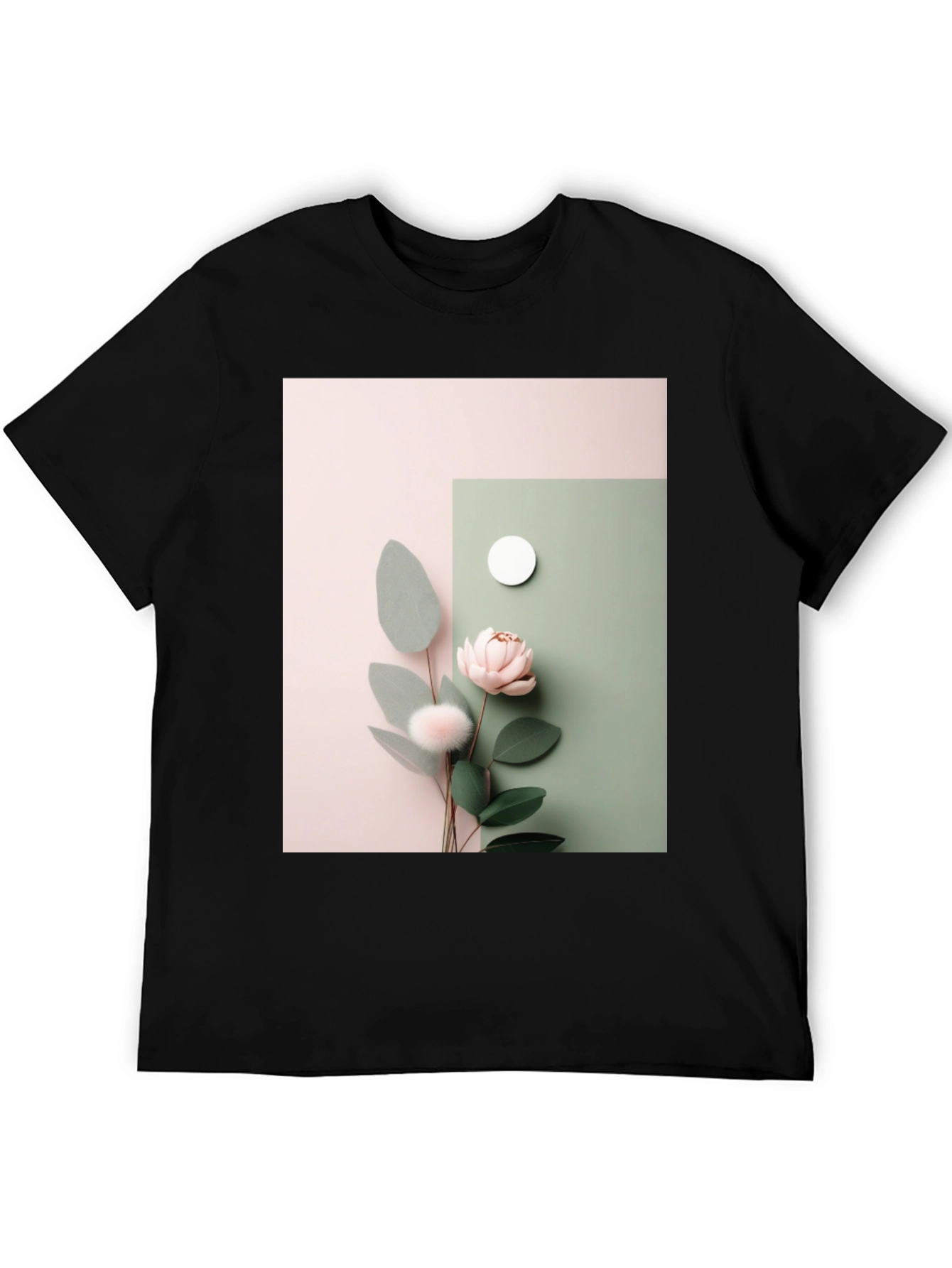 Floral Art Black T-Shirt - Modern Aesthetic