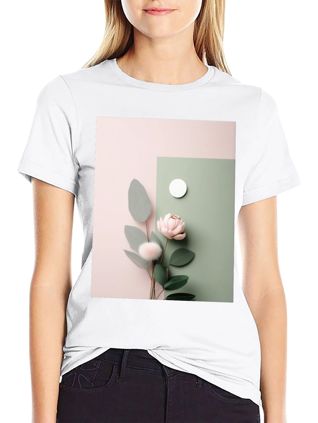 Floral Art Black T-Shirt - Modern Aesthetic