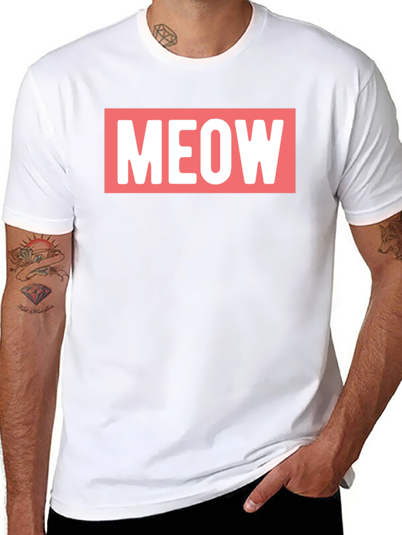 Meow Graphic Tee - Black Cotton T-Shirt