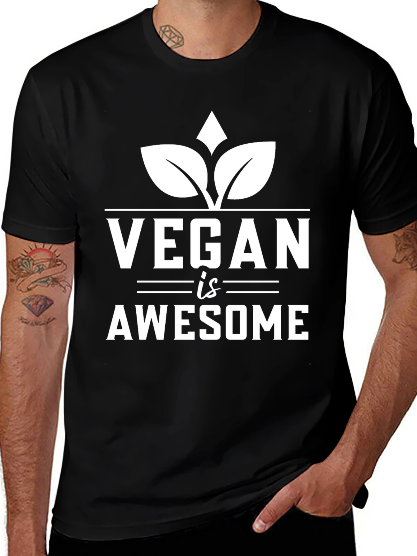 Vegan is Awesome T-Shirt - Unisex Black Tee