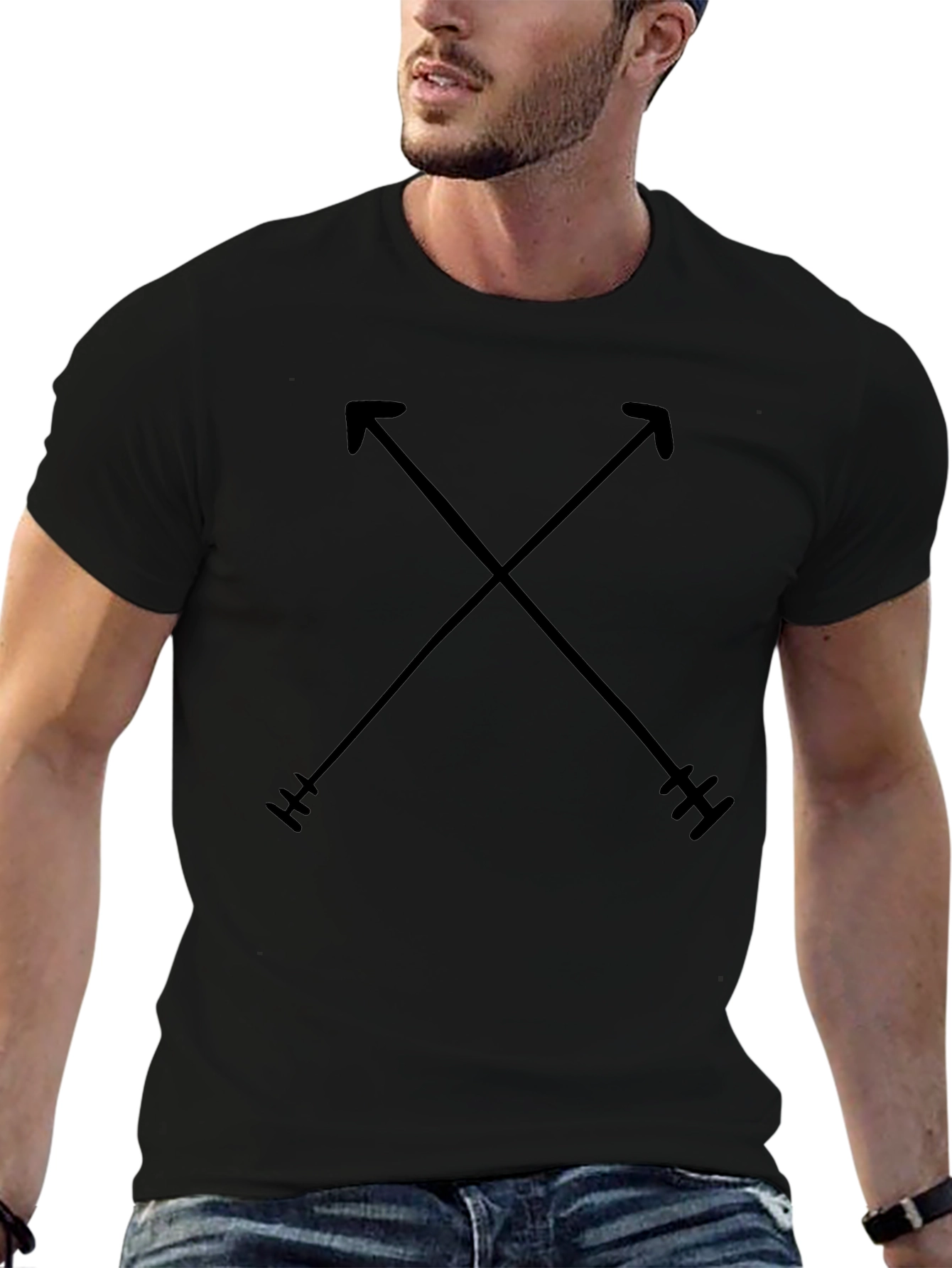 Crossed Arrows Graphic Tee - Black Casual Shirt