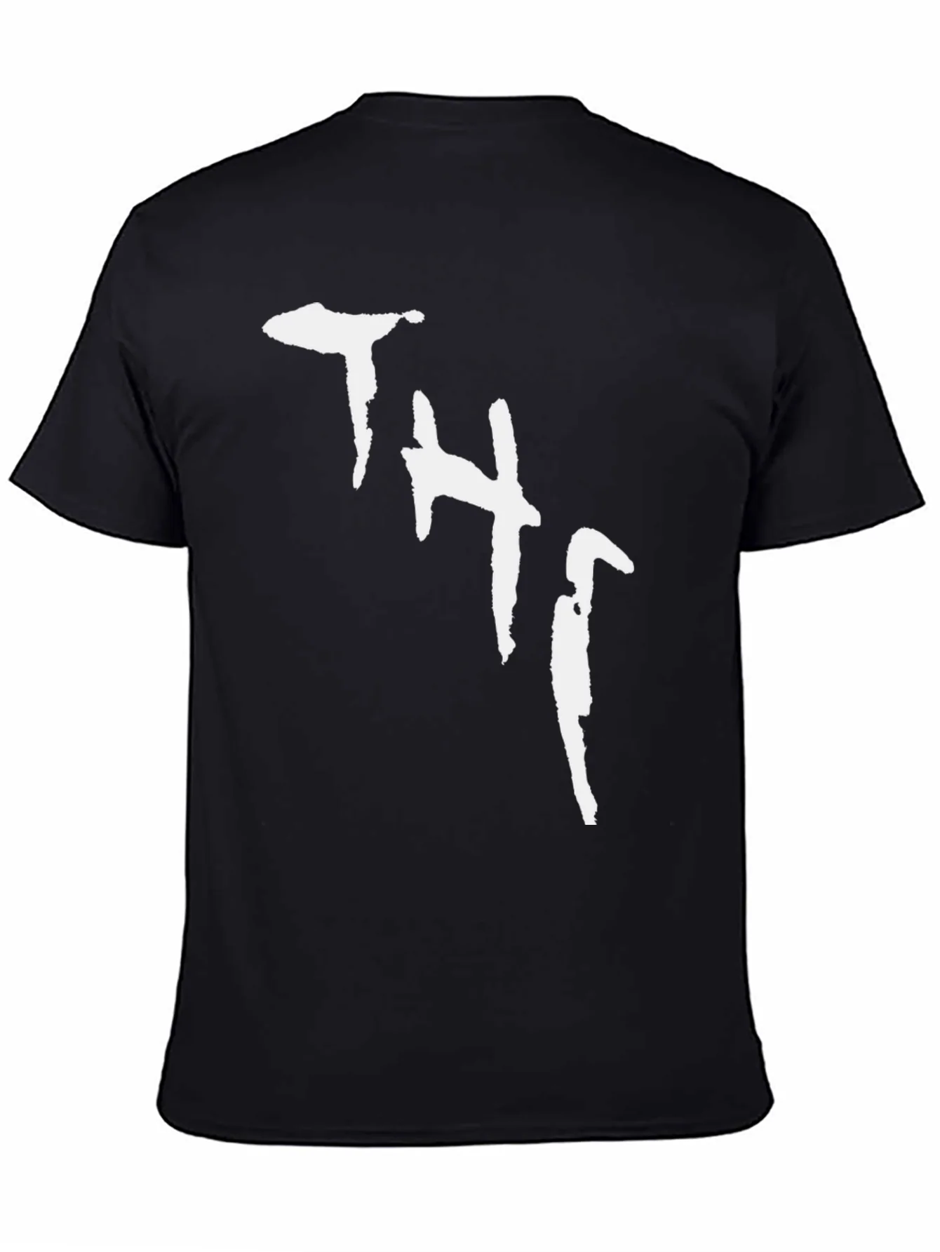 Black Tee with White Abstract THJ Print