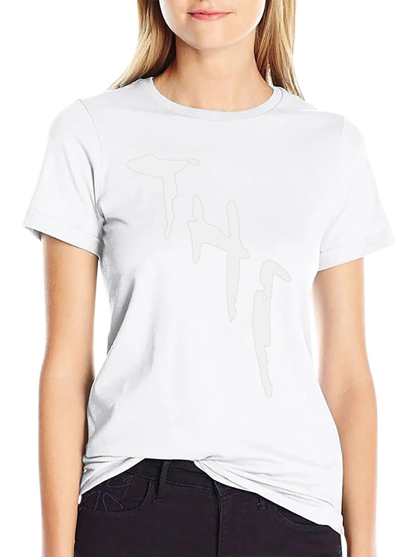 Black Tee with White Abstract THJ Print