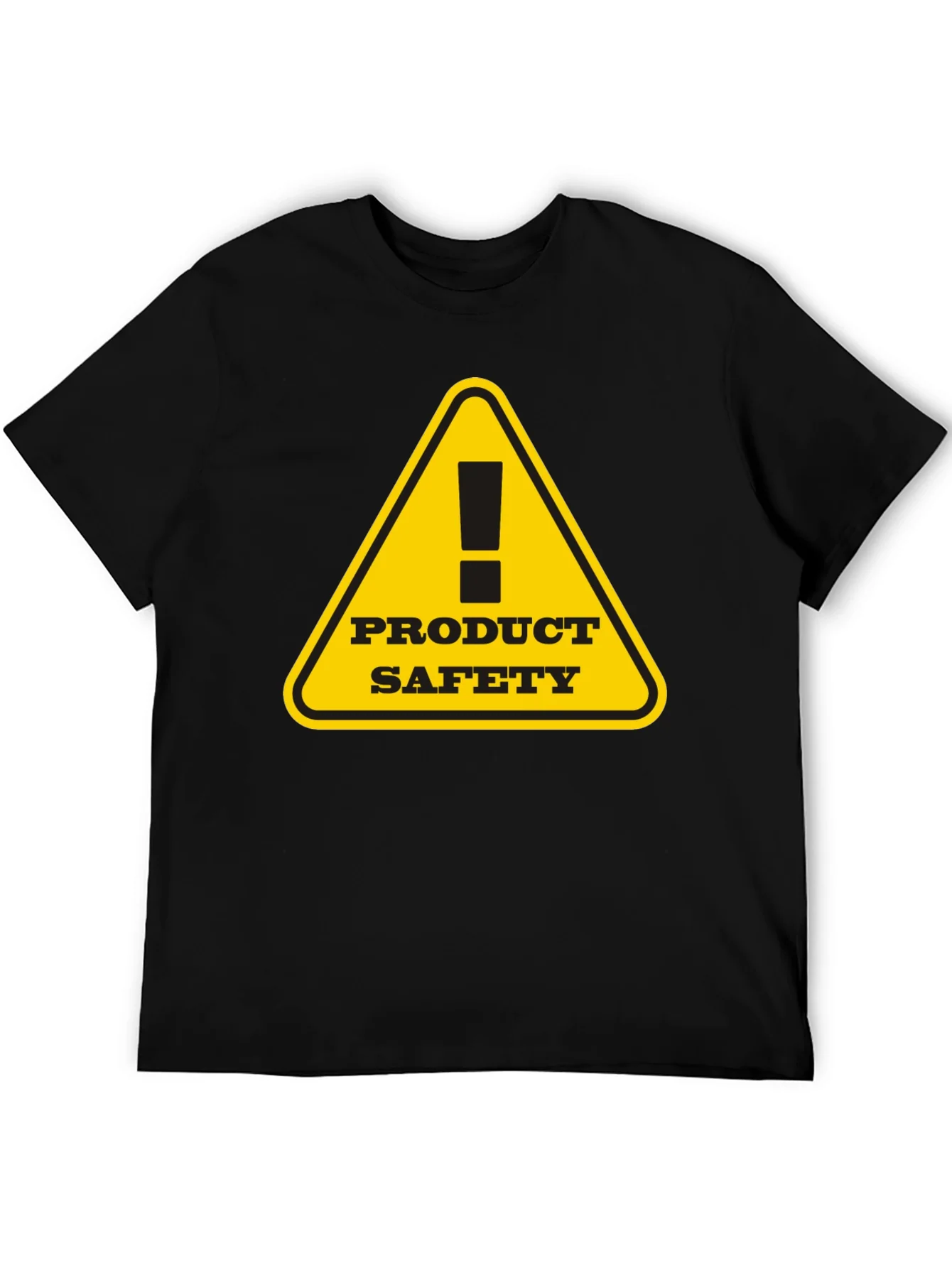 Product Safety Warning Graphic Tee - Black Cotton T-Shirt