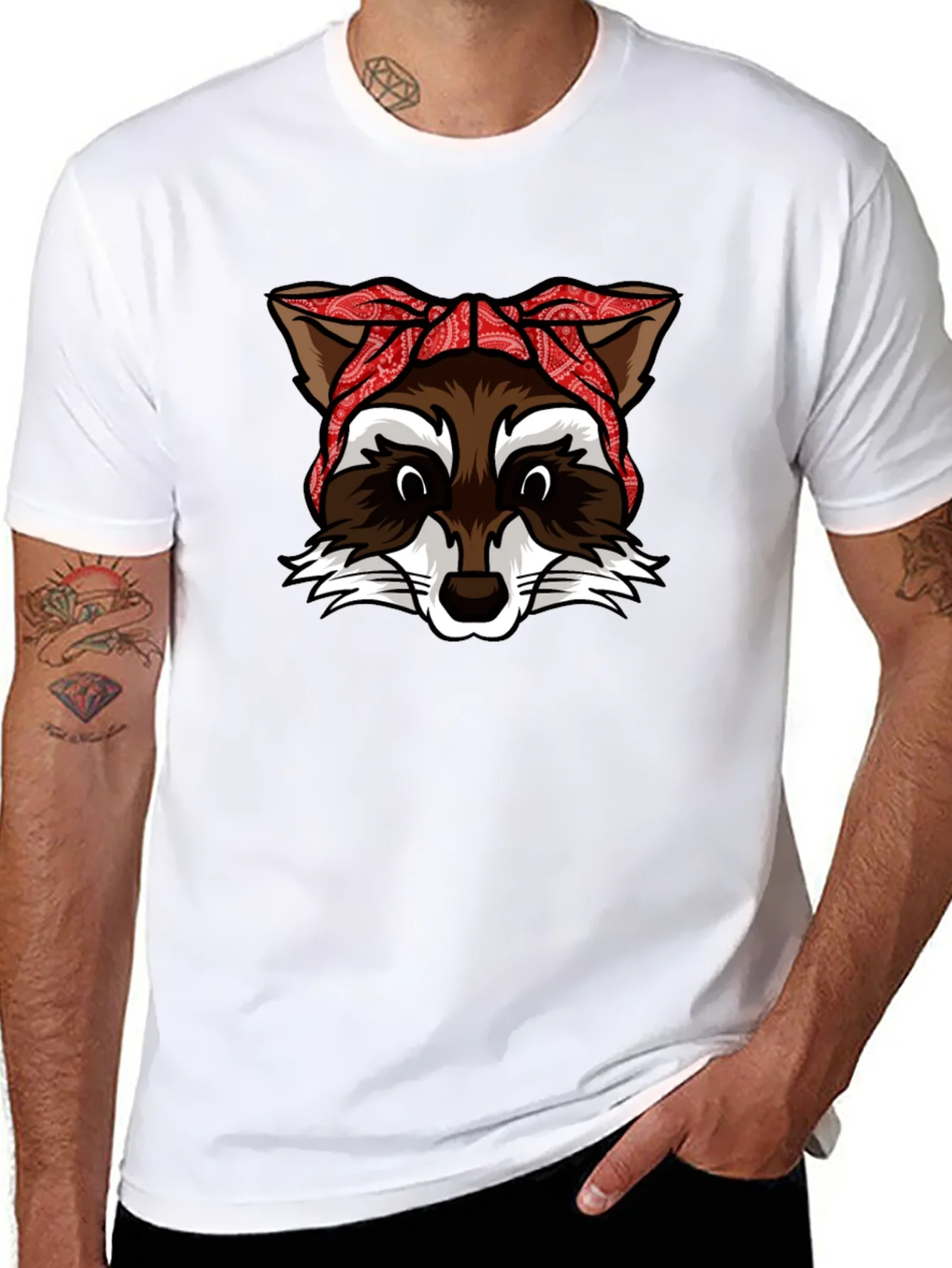 Cool Raccoon Bandana Graphic Tee