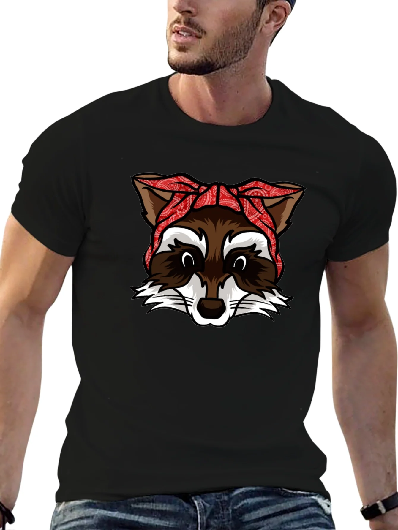 Cool Raccoon Bandana Graphic Tee
