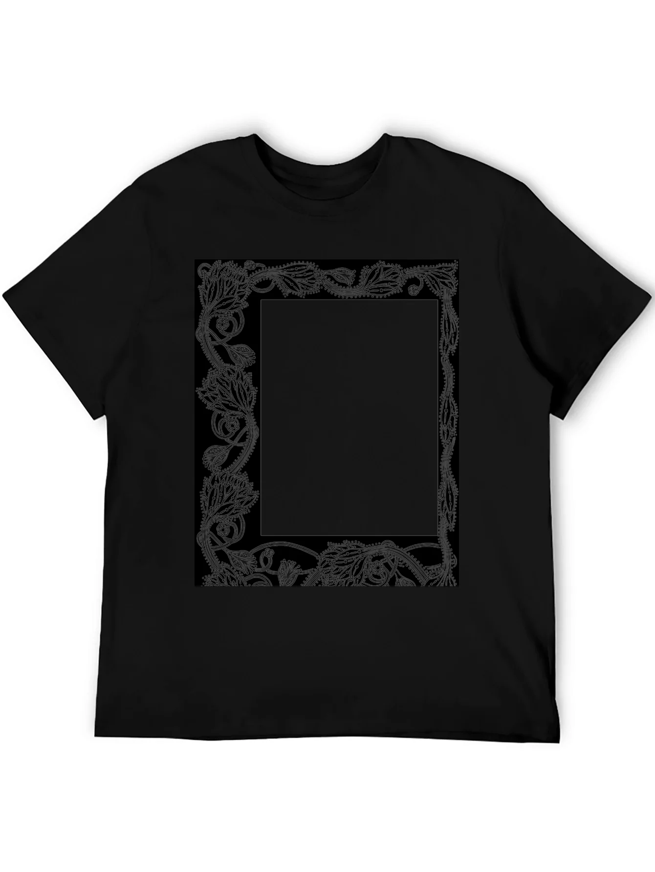 Floral Border Graphic Tee - Black