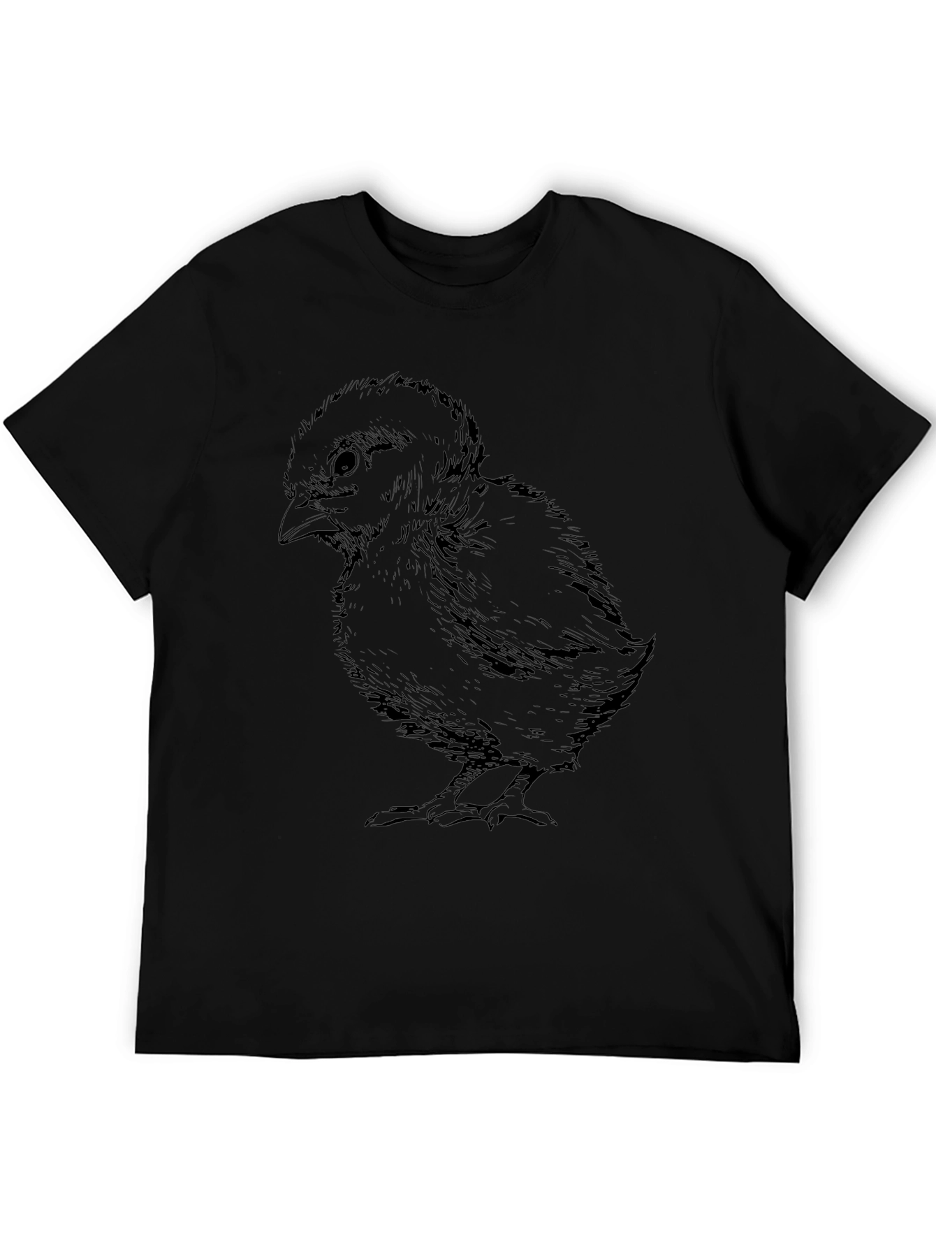 Black T-Shirt with Chick Illustration