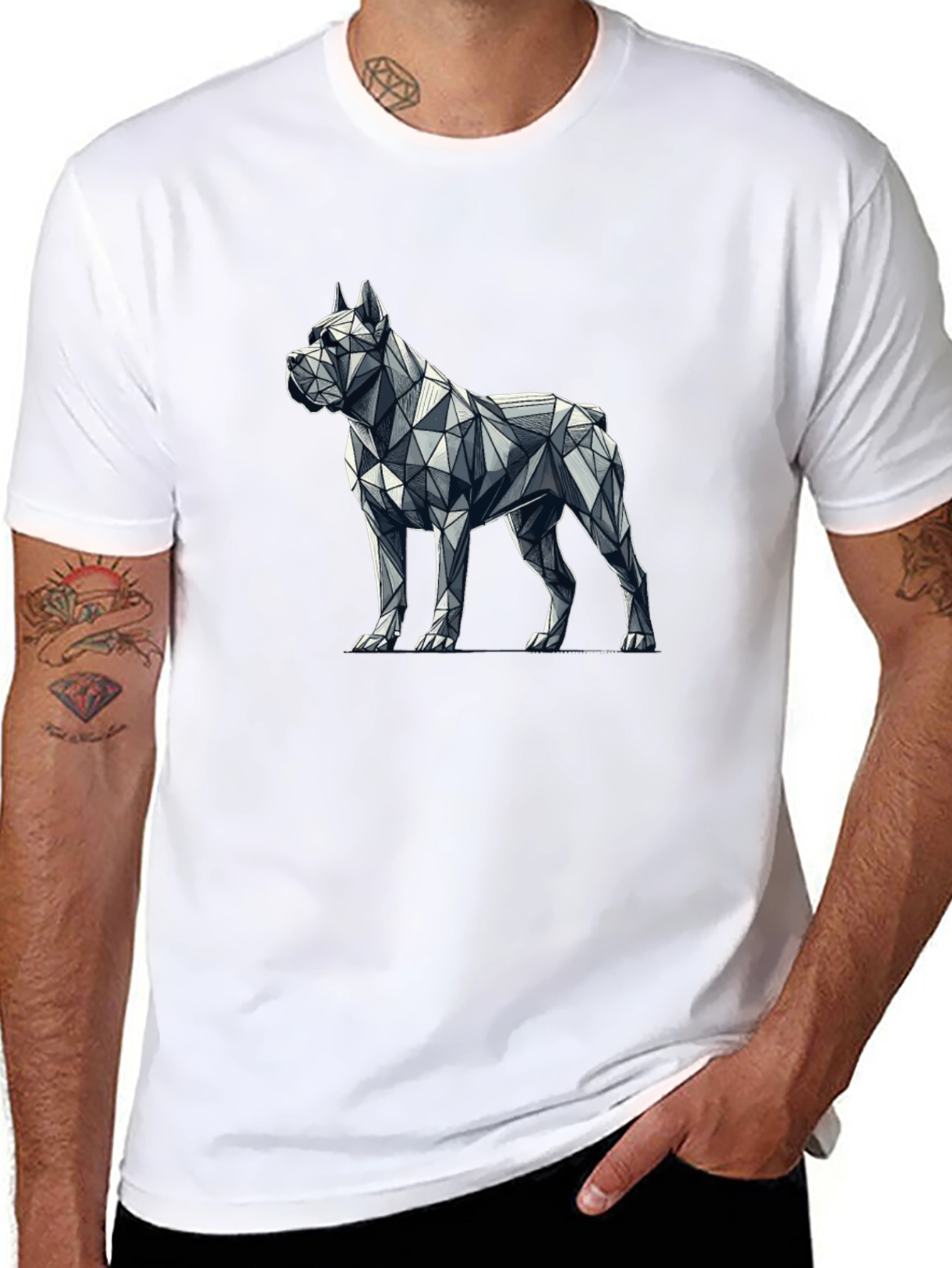 Geometric Dog Graphic Tee - Modern Menswear