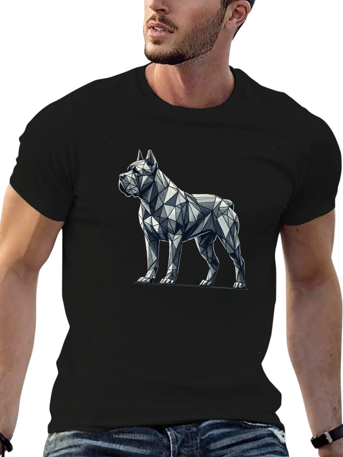 Geometric Dog Graphic Tee - Modern Menswear