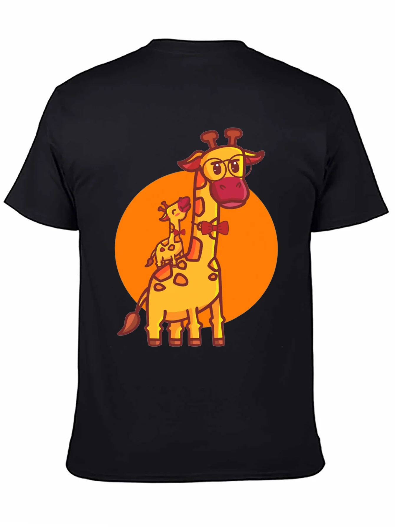 Giraffe Family Graphic Tee - Black Crew Neck