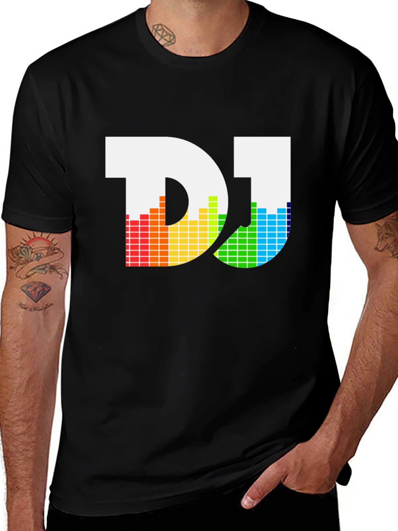 DJ Rainbow Equalizer Graphic Tee - Black