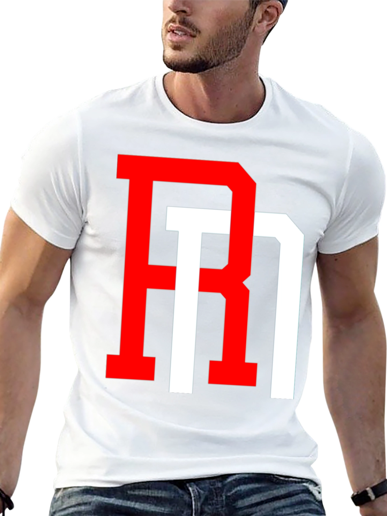 Bold Initial Graphic T-Shirt - Red and White Design