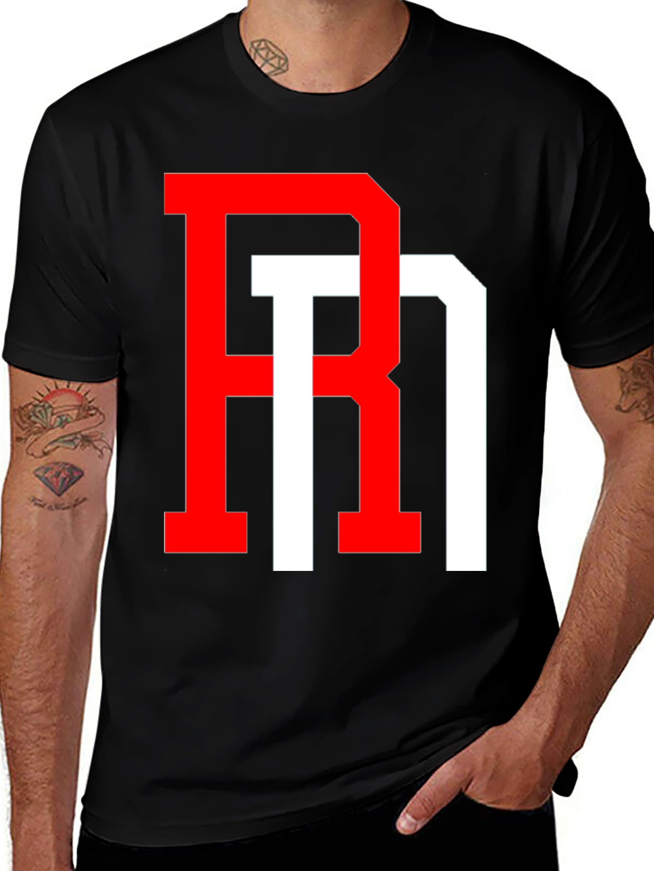 Bold Initial Graphic T-Shirt - Red and White Design