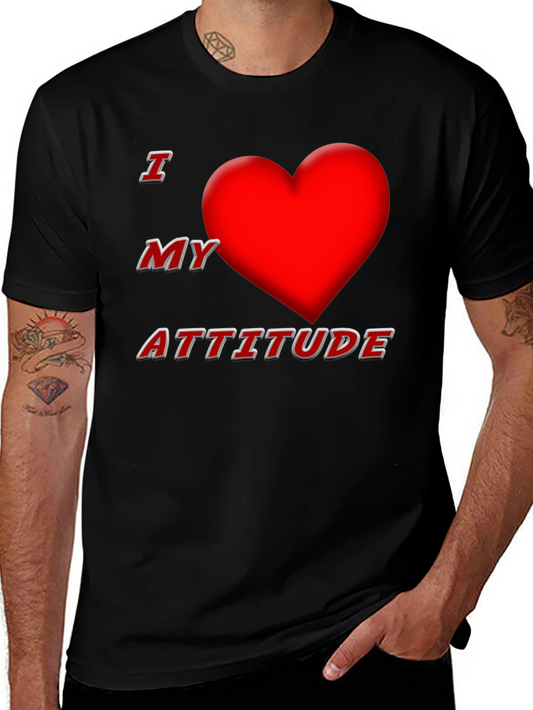 I Heart My Attitude Black T-Shirt - Mens Fashion Tee