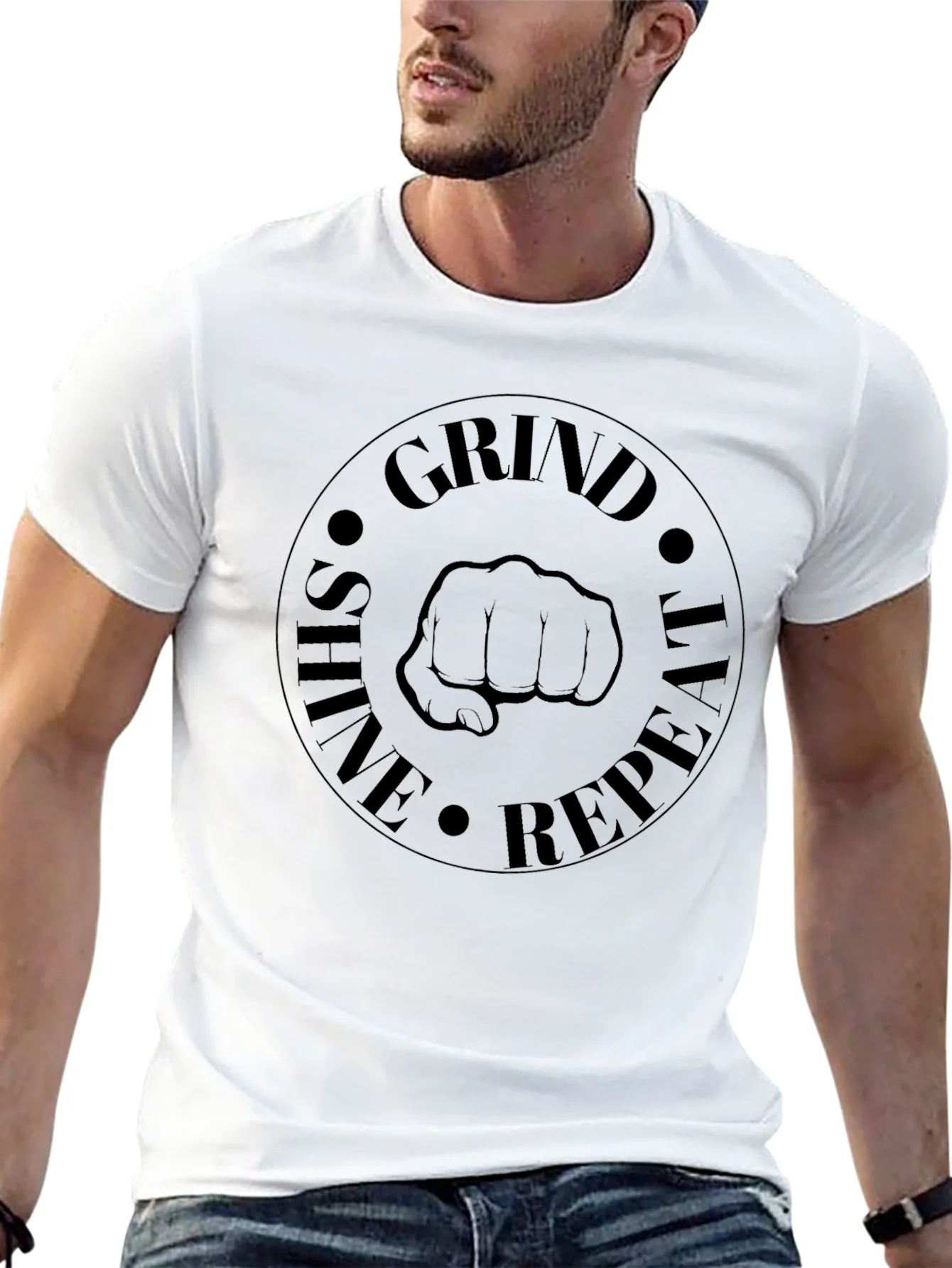 Grind Shine Repeat T-Shirt - Motivational Tee