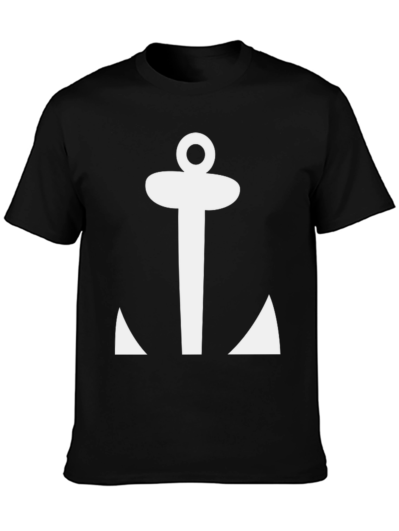 Nautical Anchor Graphic Tee - Black Cotton T-Shirt