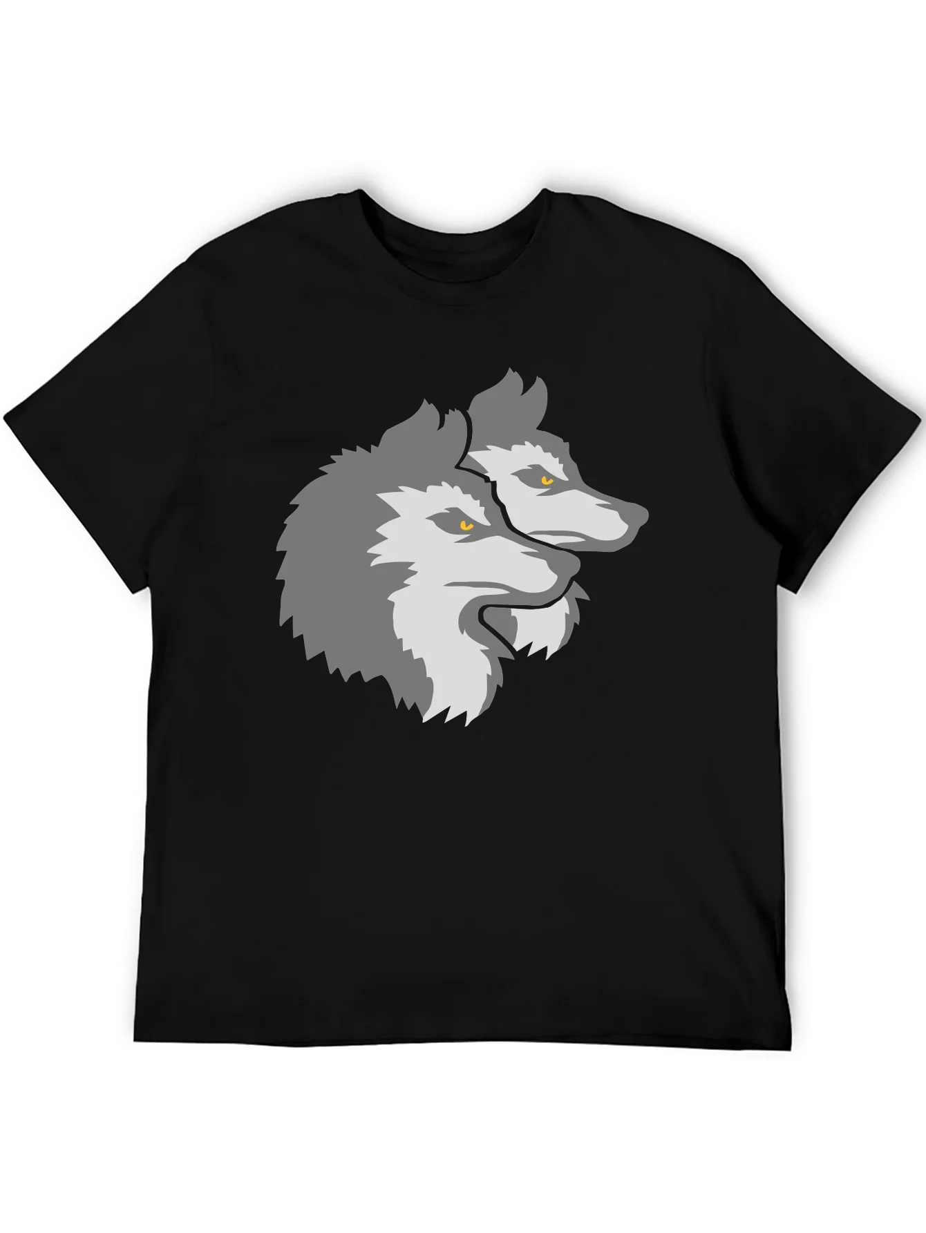 Two Headed Wolf Graphic Black T-Shirt