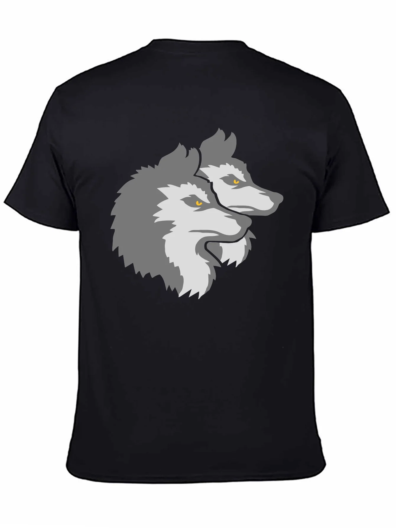 Two Headed Wolf Graphic Black T-Shirt