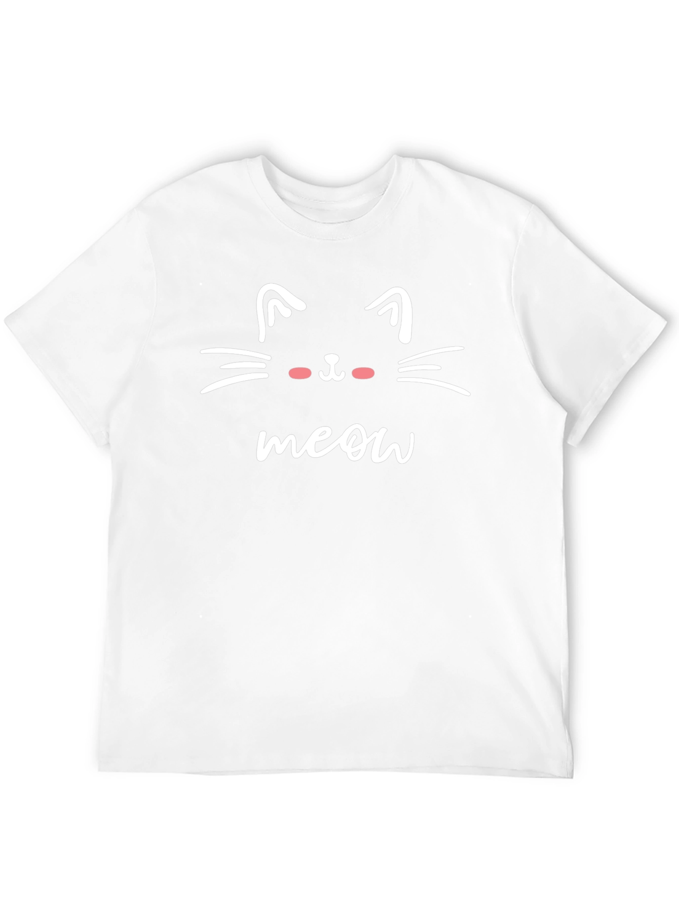 Cute Cat Meow Graphic Tee - Black Casual T-Shirt