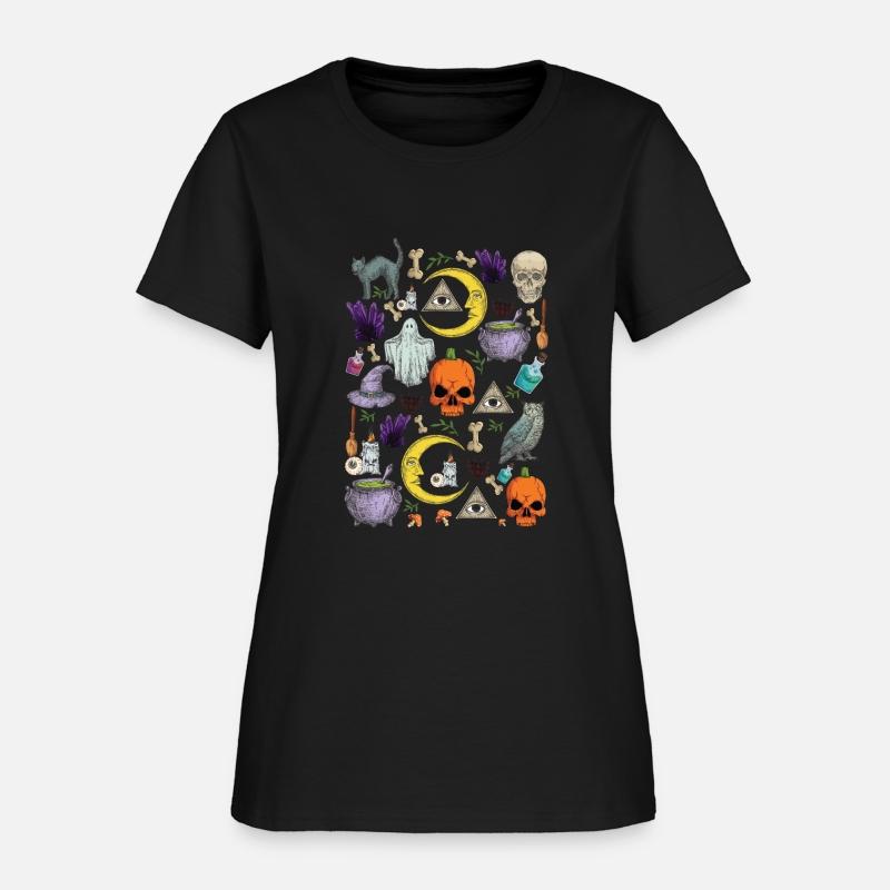 Halloween Symbols Crescent Moon Face Pumpkin Skull