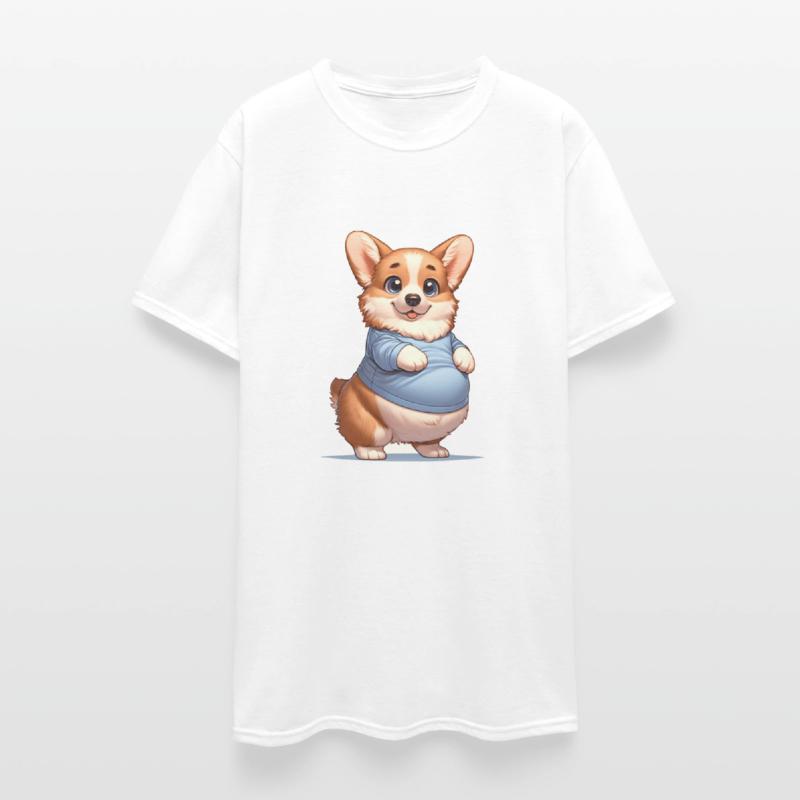 Happy Playful Pup Big Belly Corgi Smiles Tee funny
