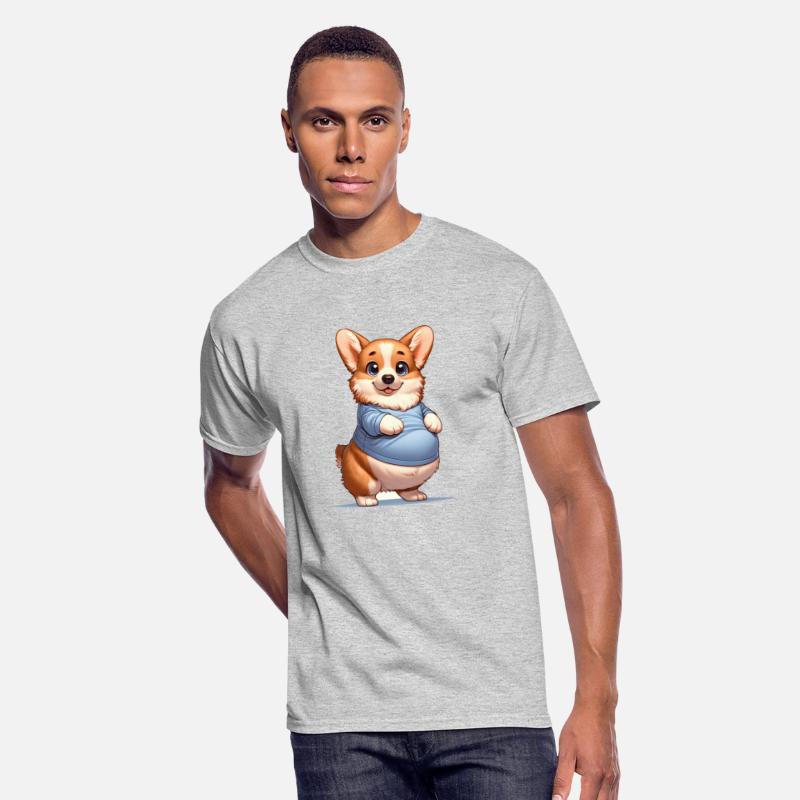Happy Playful Pup Big Belly Corgi Smiles Tee funny