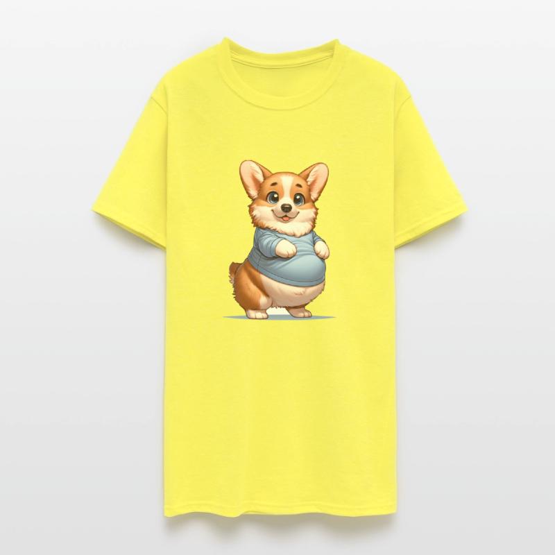Happy Playful Pup Big Belly Corgi Smiles Tee funny