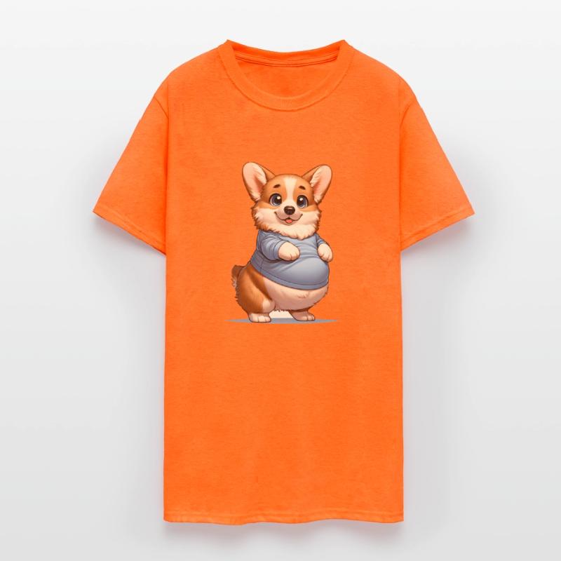 Happy Playful Pup Big Belly Corgi Smiles Tee funny