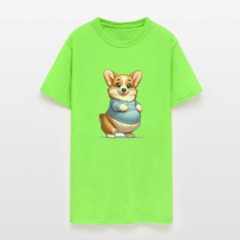 Happy Playful Pup Big Belly Corgi Smiles Tee funny