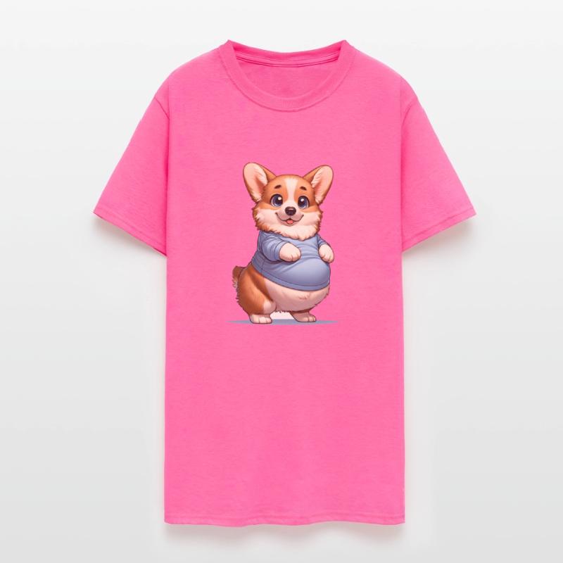 Happy Playful Pup Big Belly Corgi Smiles Tee funny