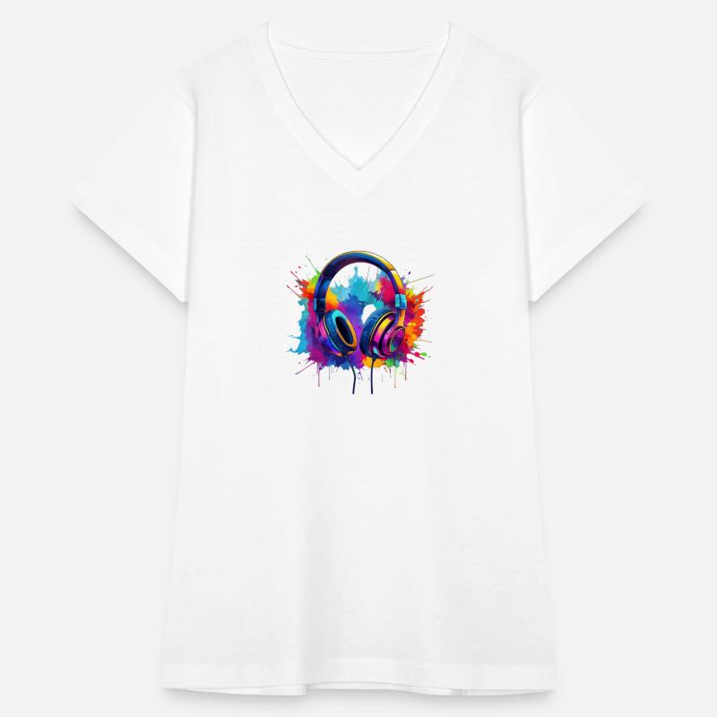 Headphones Surrounded By Colorful Paint Splashes