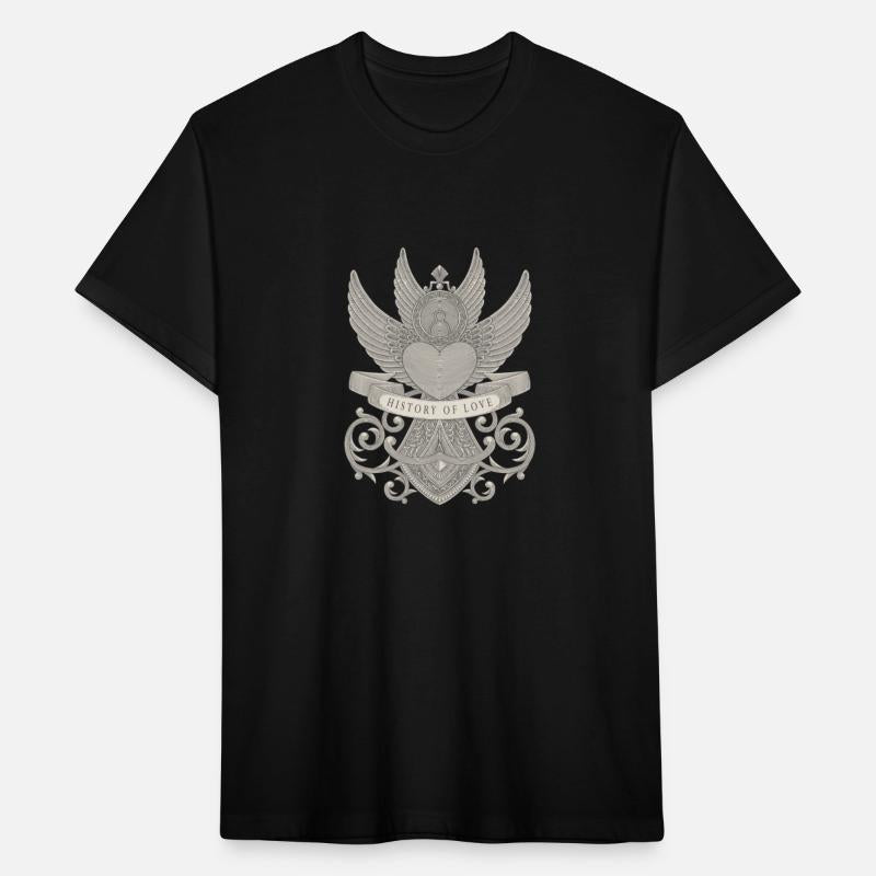heart with wings, banner and floral ornament