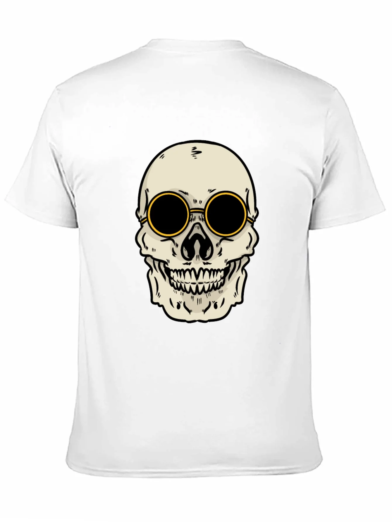 Skull with Shades Graphic Tee - Black Cotton T-Shirt