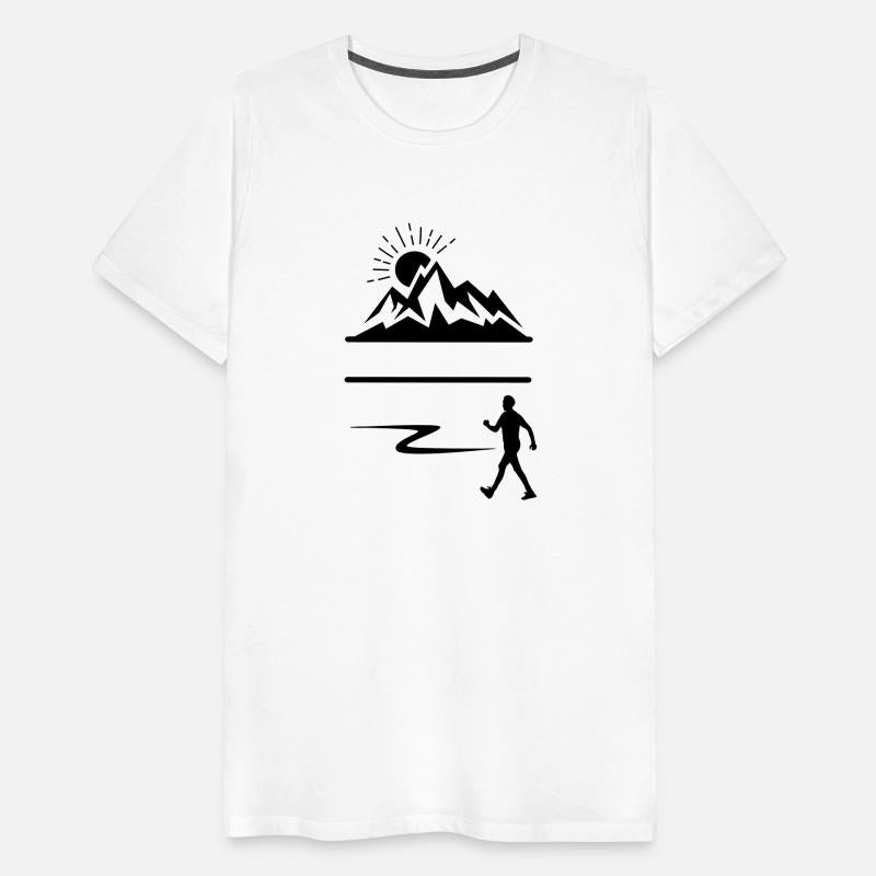 Hiker man with mountains banner