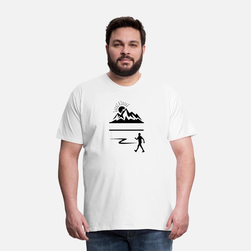 Hiker man with mountains banner