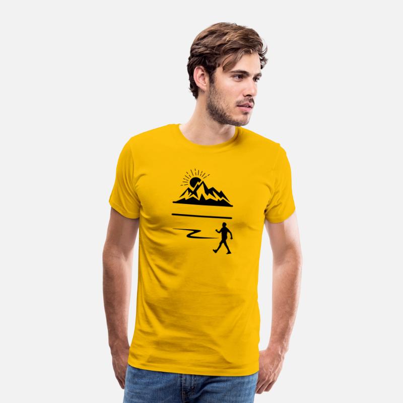 Hiker man with mountains banner