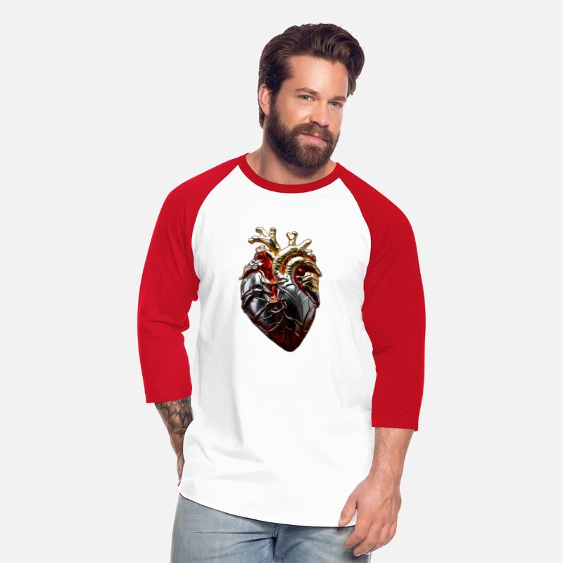 Human heart in flames cast in gold silver Bright