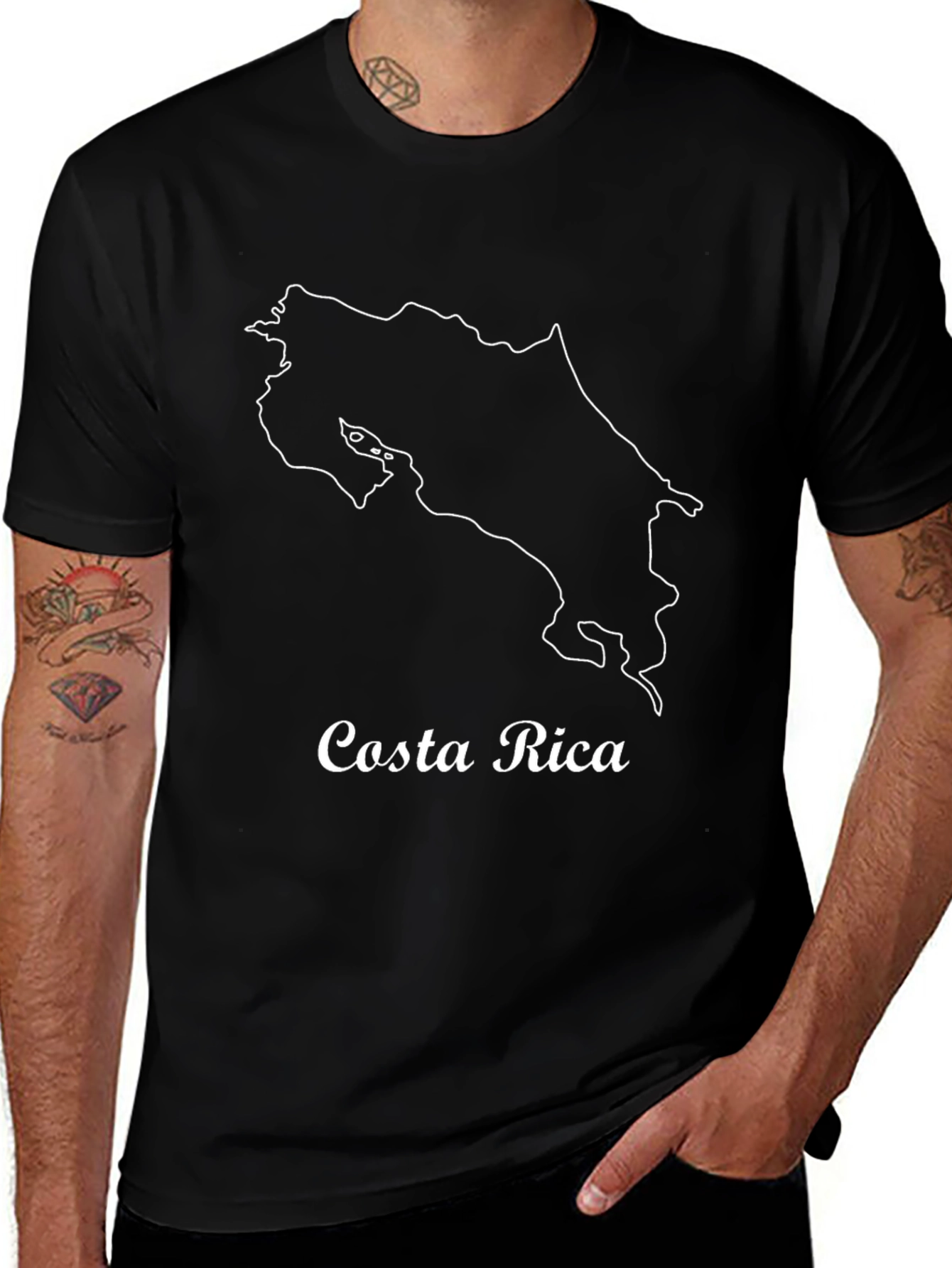 Costa Rica Map Outline Black T-Shirt