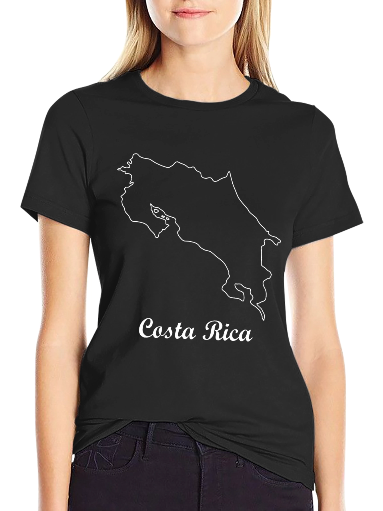 Costa Rica Map Outline Black T-Shirt