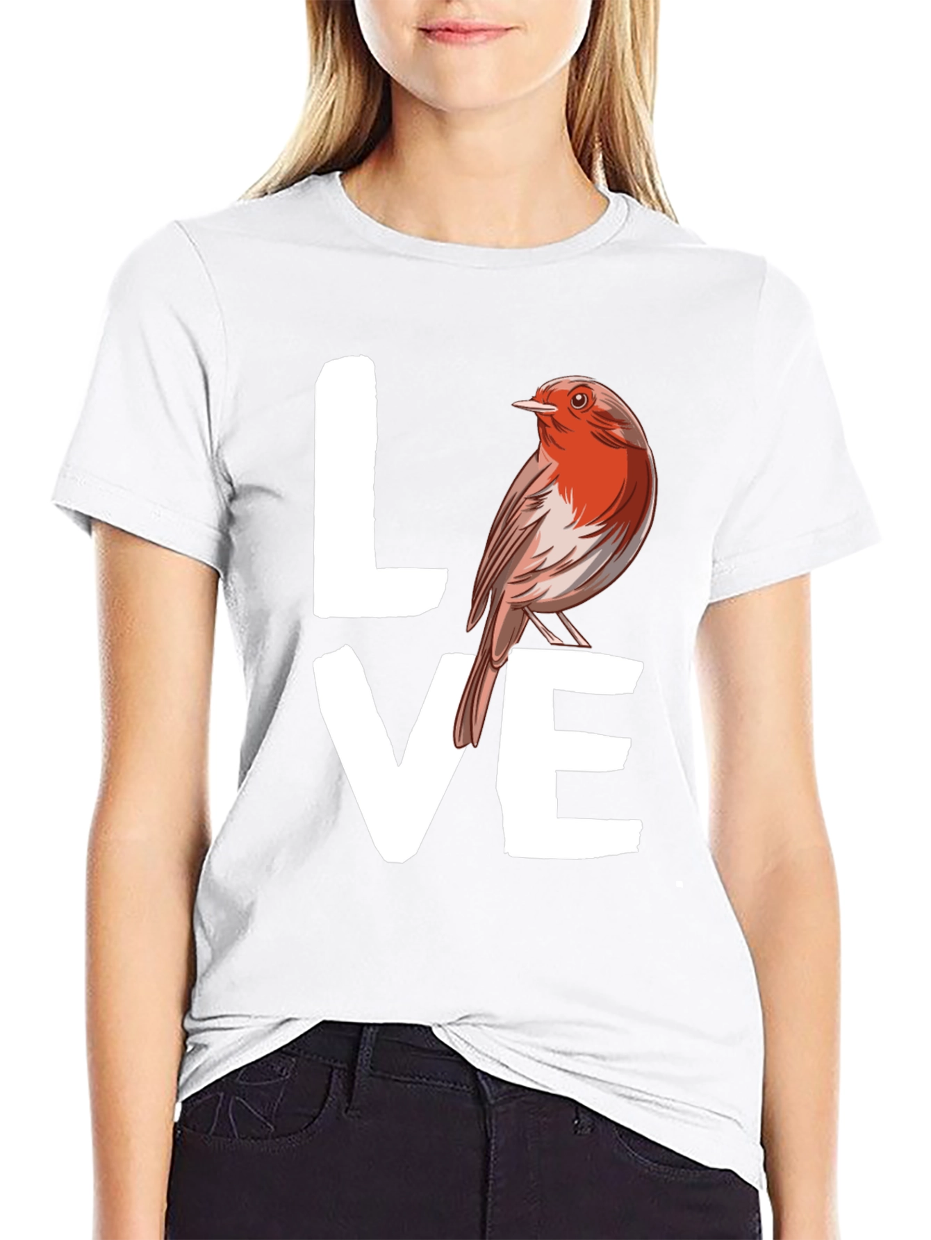 Love Bird Graphic Tee - Black Cotton T-Shirt