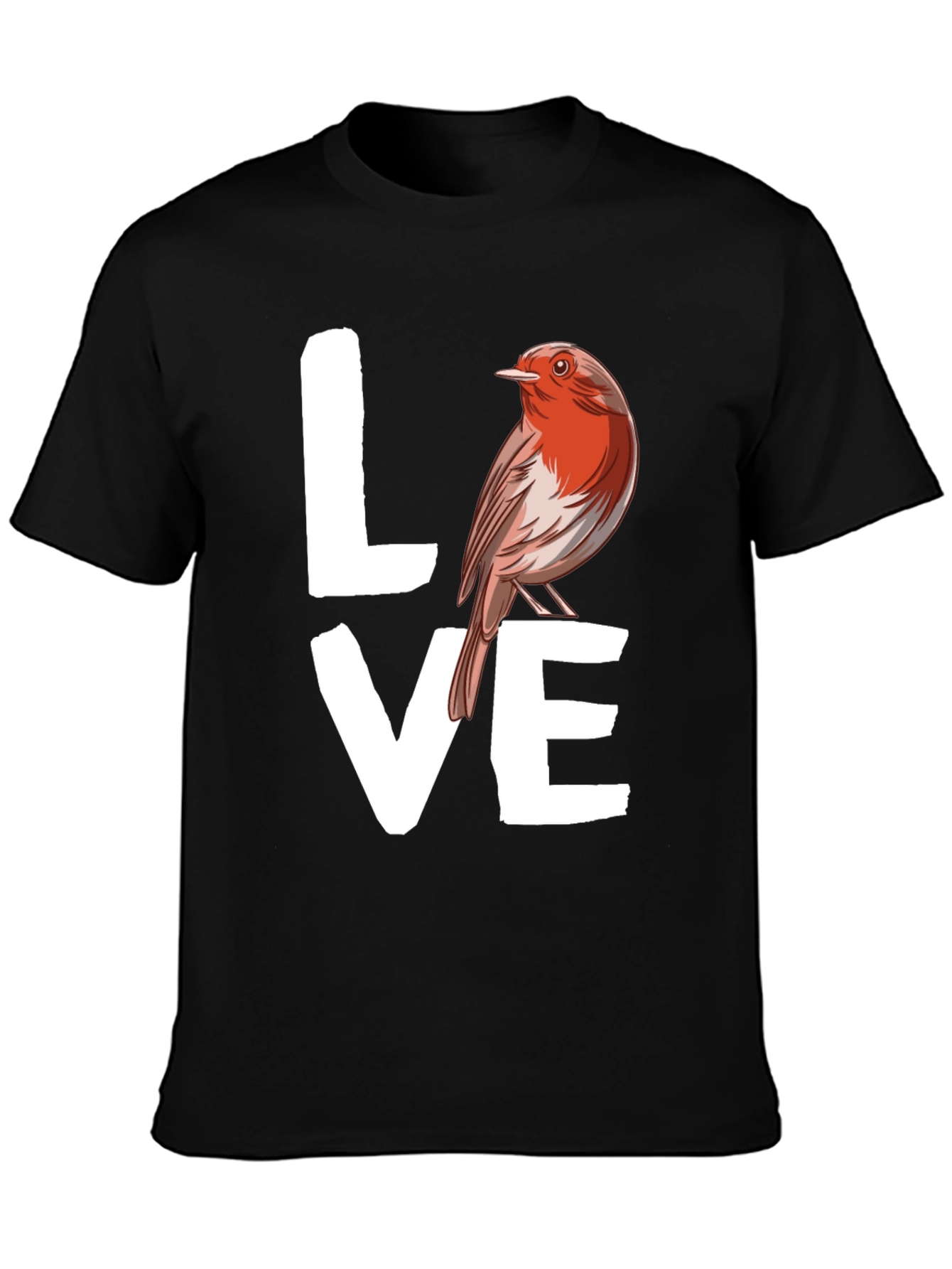 Love Bird Graphic Tee - Black Cotton T-Shirt